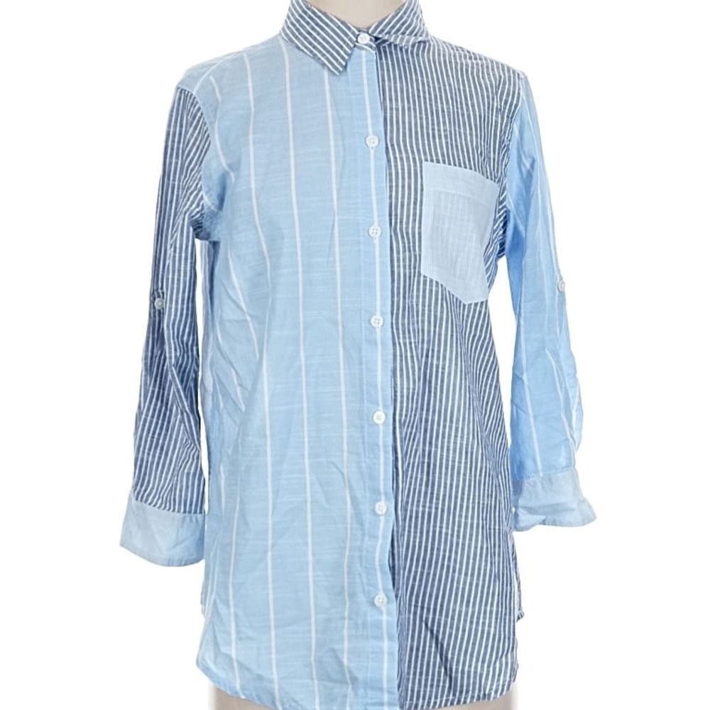 DASH Women’s Blue Striped Button Down Shirt - Size Small